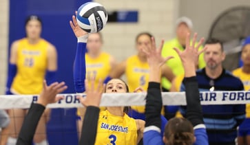 What are the details about Blaire Fleming, the SJSU volleyball player who is gaining recognition for her impressive performance and sparking controversy among women's rights groups?