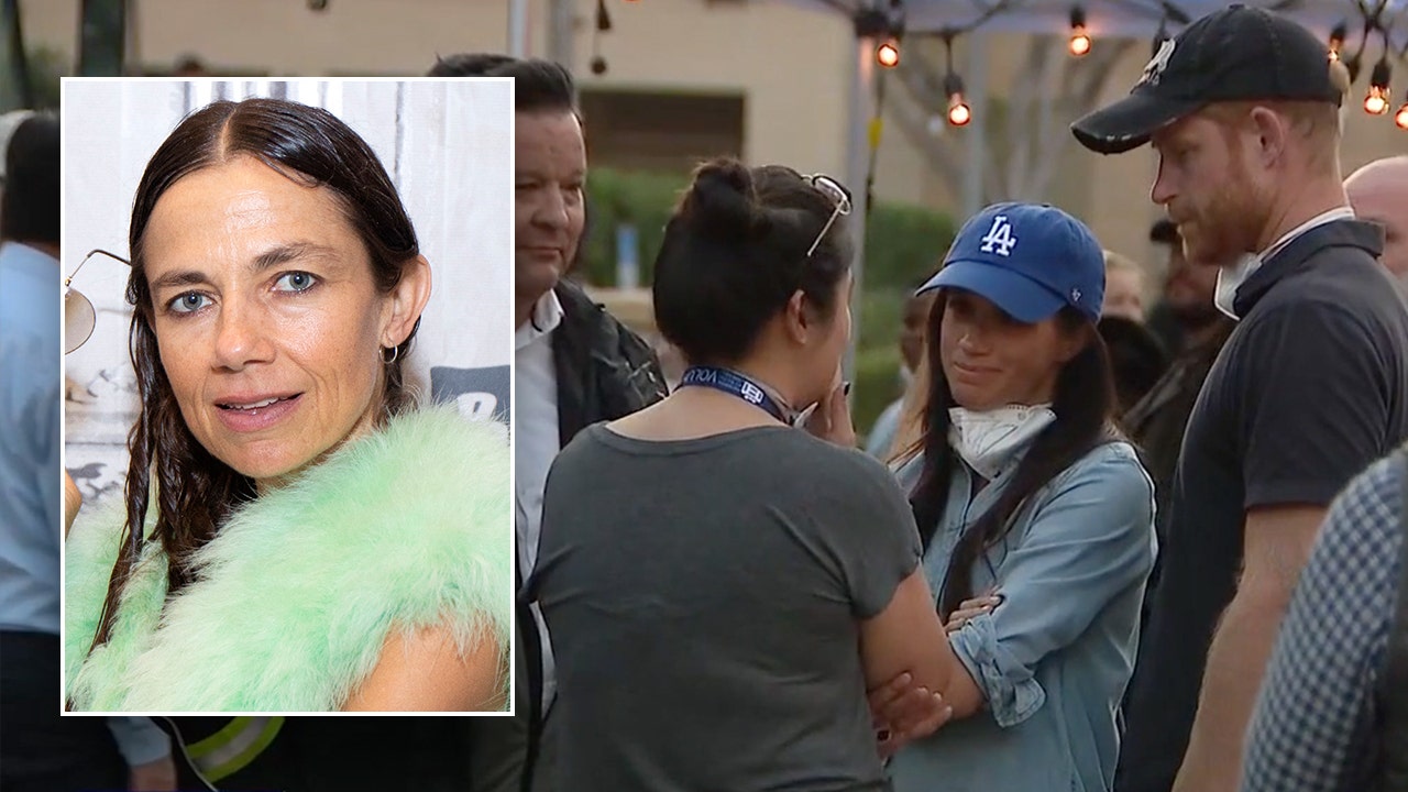 Justine Bateman criticizes Prince Harry and Meghan Markle for their actions during the California fires.