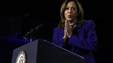 Harris faced criticism for his "word salad" after a heckler interrupted his campaign speech: "The gibberish never ends."