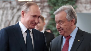 The UN chief is criticized by Ukraine for considering a meeting with Putin at the BRICS summit, despite avoiding Kyiv's peace summit.