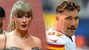 NFL player Travis Kelce answers postseason-related questions with a Taylor Swift lyric.