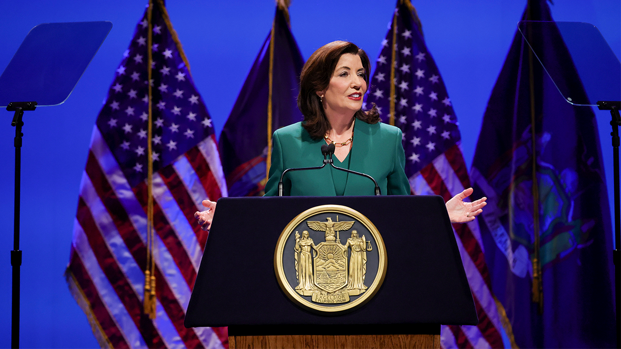 Kathy Hochul, New York's governor, announces a plan to provide free tuition at city and state colleges.