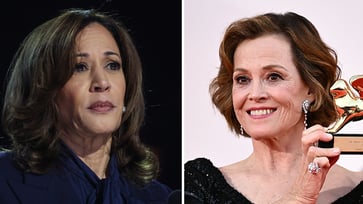 Sigourney Weaver, star of 'Alien,' becomes emotional over the possibility that her acting influenced Kamala Harris' success.