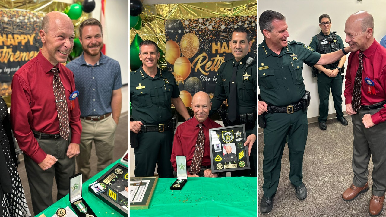 A Florida deputy, who was previously paralyzed, attends his retirement celebration.