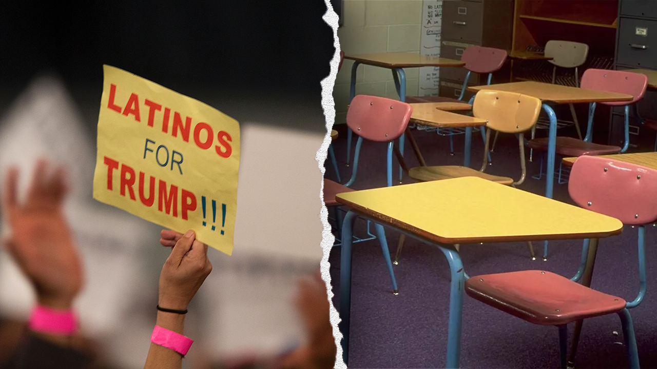 School board faces backlash from Latino parents following teacher's 'racist' anti-Trump outburst.