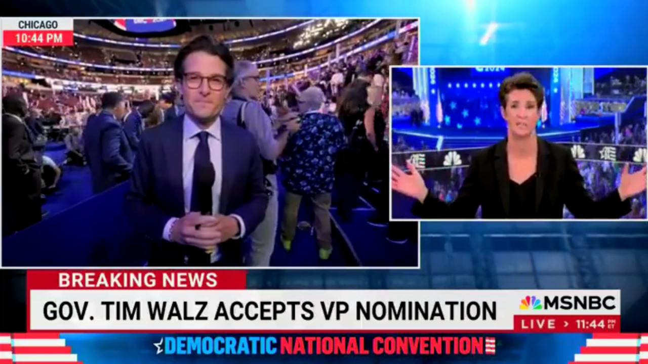 MSNBC hosts were caught stamping and clapping during Walz's DNC speech, and Rachel Maddow has now admitted it.