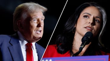 Tulsi Gabbard, a former Democratic presidential candidate, announces her switch to the Republican party at a Trump rally.