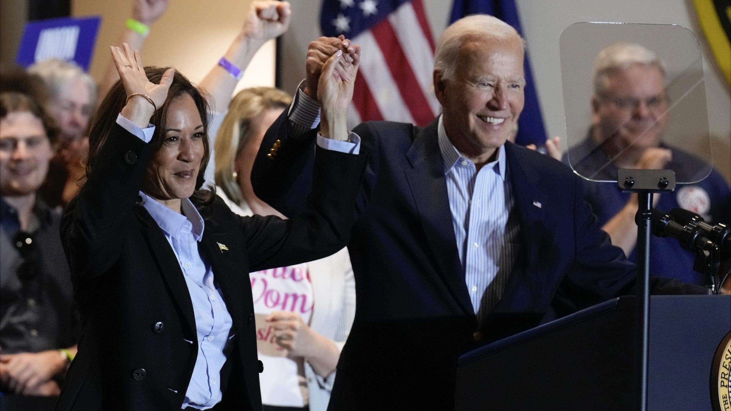 Poll shows a 13-point increase in Biden's approval rating, with Harris leading Trump.