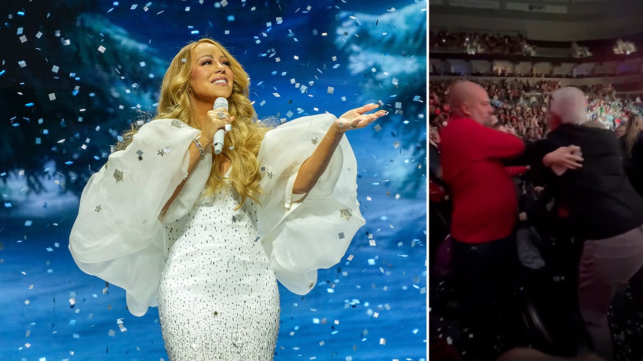 A brawl among Mariah Carey fans occurs while she performs 'All I Want for Christmas'.