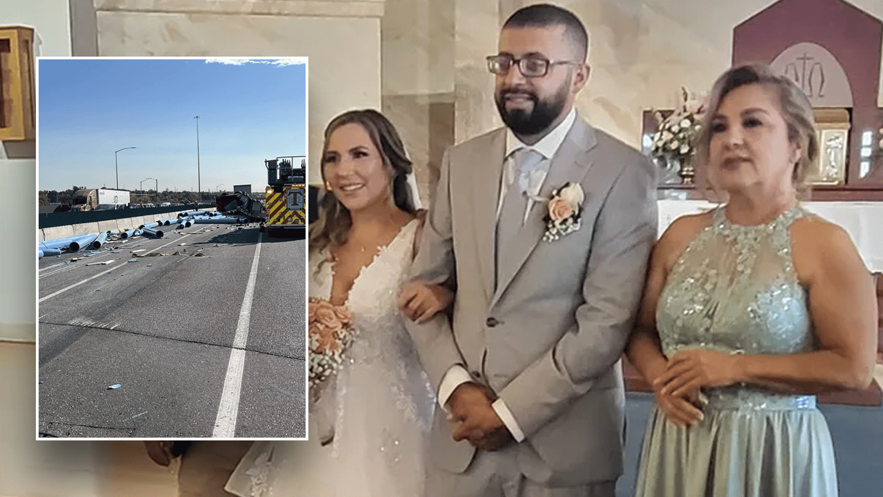 Couple dies in car crash on Colorado interstate just days after wedding when semi overturns.