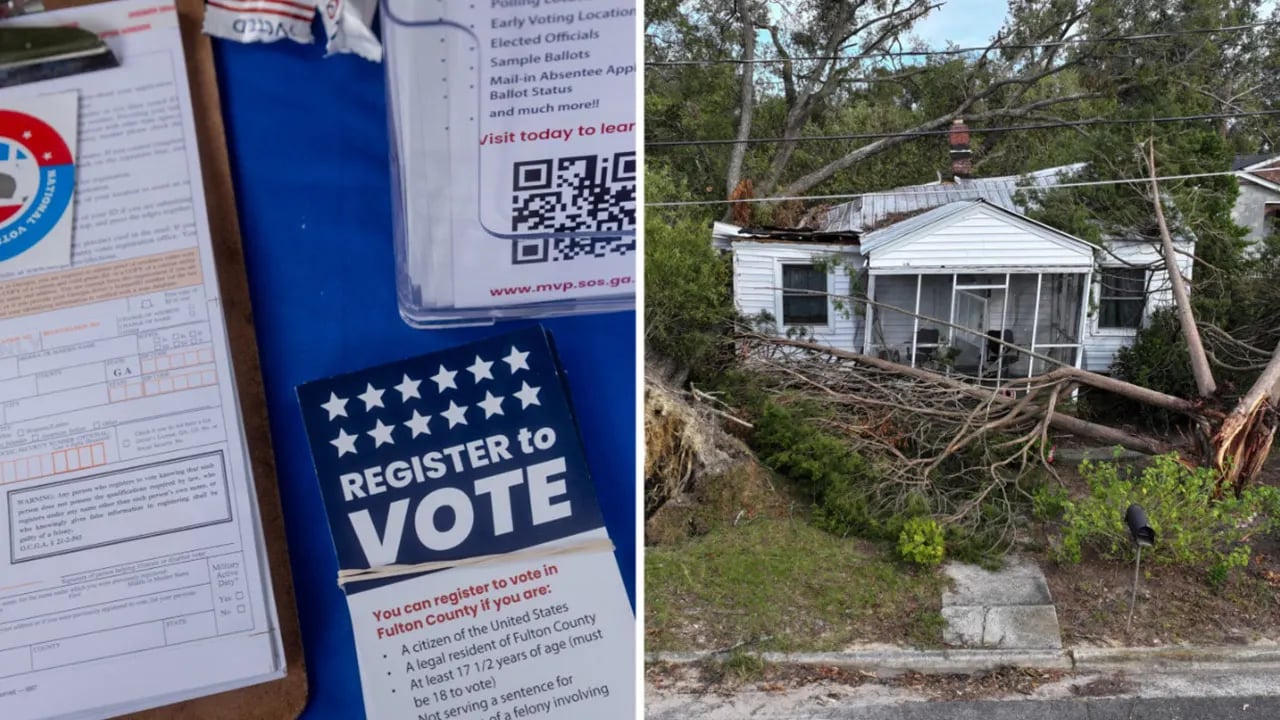 Civil rights groups and Democrats are advocating for the expansion of voter registration in swing states that have been affected by hurricanes.