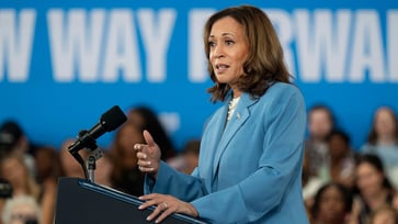 A police motorcycle involved in an escort for Vice President Harris's motorcade in Georgia suffers a crash.