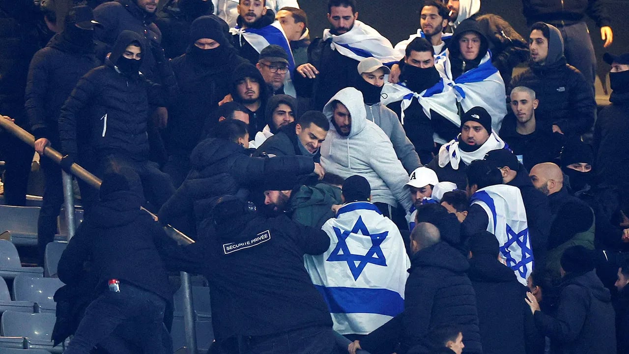 During a soccer match in France, Israel's national anthem was booed and scuffles broke out, according to a report.