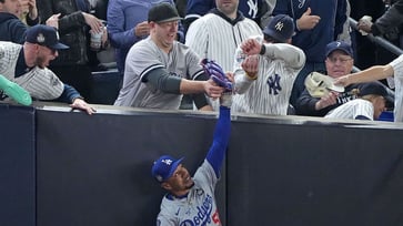 Mookie Betts of the Dodgers was interfered with by Yankees fans during World Series Game 5, resulting in their ban.