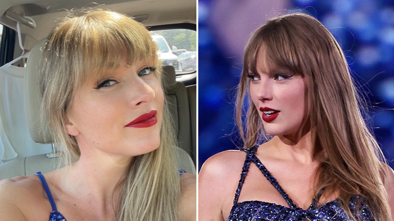 A woman who resembles Taylor Swift is frequently interrupted for selfies and responds with, "I was born this way."