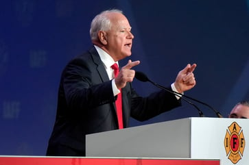 At the Boston convention, Tim Walz pledges support for firefighters: "We'll have your back"