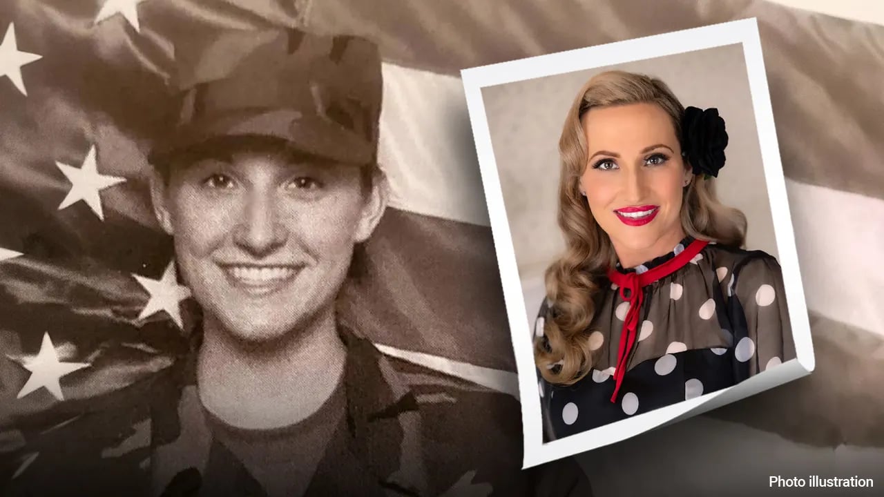 An Iraq War veteran poses as a '40s pinup model after surviving a mortar attack.