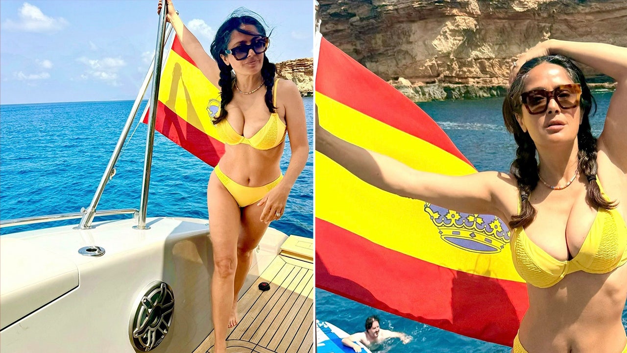 Salma Hayek showcases her bikini body and white hair in fresh photos.