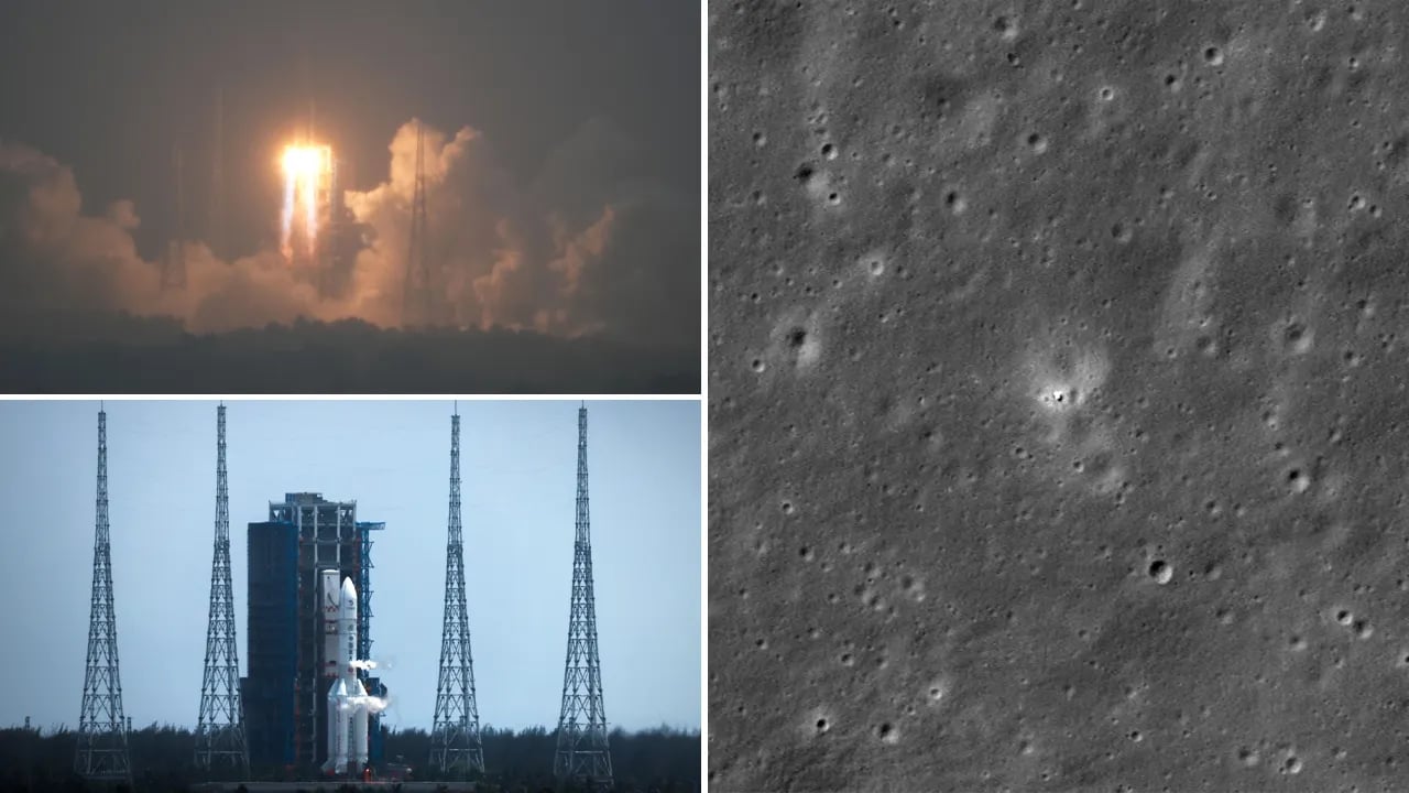 The Chinese space probe is visible in photos taken by NASA's lunar orbiter on the far side of the moon.