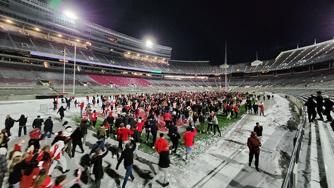 Ohio State fans storm Ohio Stadium to commemorate their first national championship in six years.