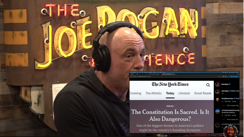 Rogan fiercely criticizes NYT article that labels Constitution a 'dangerous' threat: 'What the f--- are you talking about?'