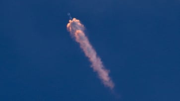 The EarthCARE satellite is launched into space by SpaceX Falcon 9 to investigate temperature variations in Earth's atmosphere.