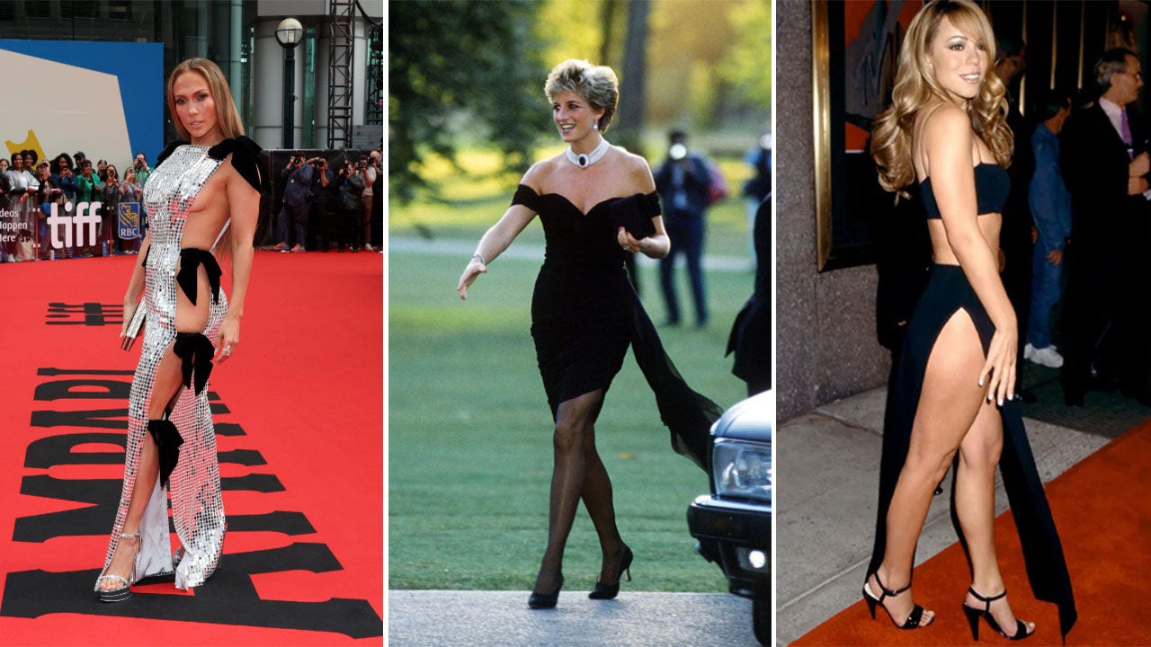 Following celebrity breakups, Jennifer Lopez, Princess Diana, and Mariah Carey dared to bare in revenge dresses.