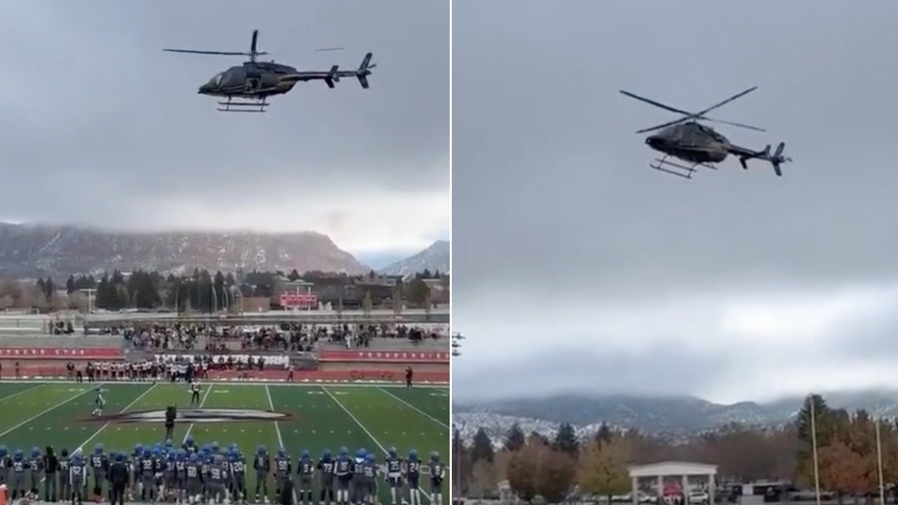 The viral video of the helicopter football drop before the Utah state championship game has taken the internet by storm.