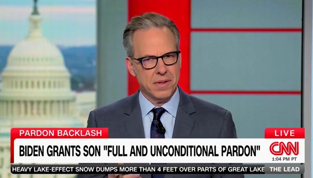 Biden's administration and allies are either gullible or complicit in his lying about pardoning Hunter, according to Tapper.