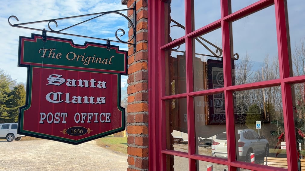 Thousands of letters are answered by Santa's elves in the Christmas town.