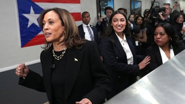 AOC joins Harris in his final campaign moments.