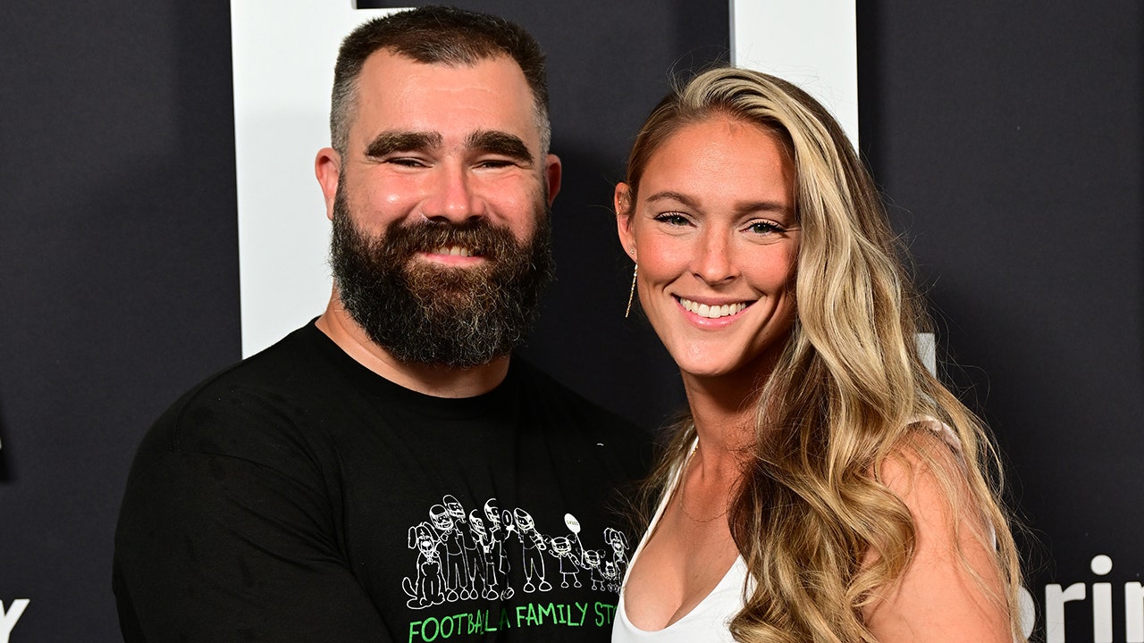 Jason Kelce is asked by his wife Kylie not to repeat a one-liner he made during his ESPN debut, which has gone viral.