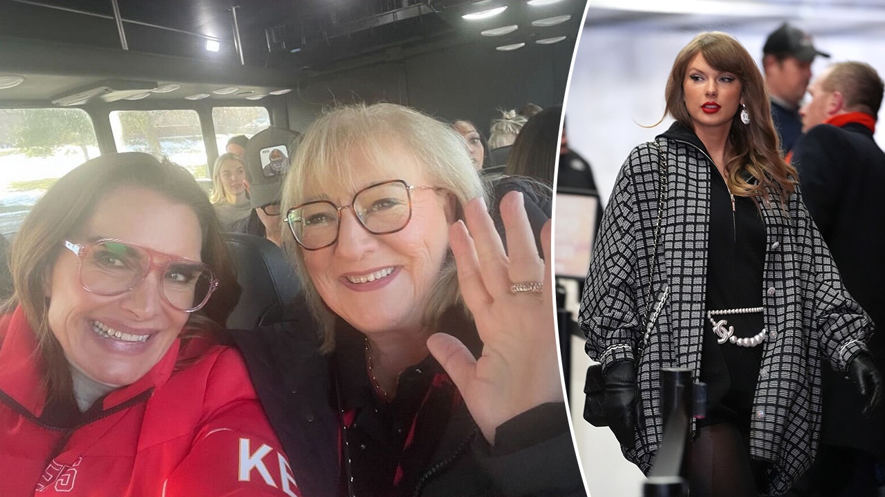 Taylor Swift's entourage includes Brooke Shields at the Kansas City Chiefs game.