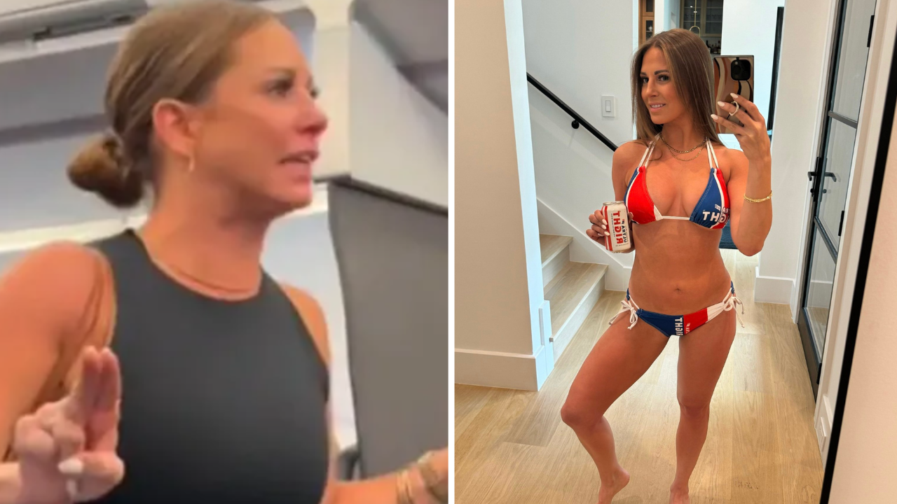 Tiffany Gomas, the 'crazy plane lady,' reveals her 'anti-woke' stance with a bikini-and-beer photo.