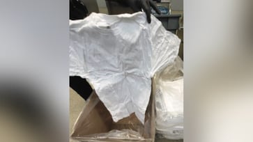 A British woman was caught at Los Angeles airport with meth-laced T-shirts: police.