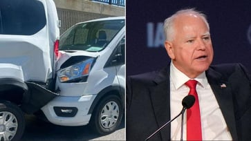 A minor injury occurred when Walz's motorcade was involved in a crash on the way to a campaign stop.