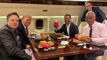 The inner circle of Trump shares a McDonald's meal as Donald Jr. jests, "Make America Healthy Again begins tomorrow."