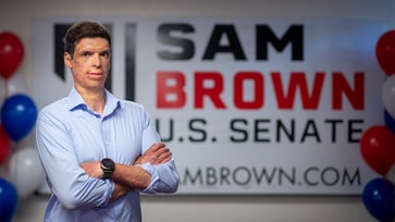 Sam Brown, a war veteran, promises to fight for Americans who are disillusioned with Biden's policies following a significant victory.