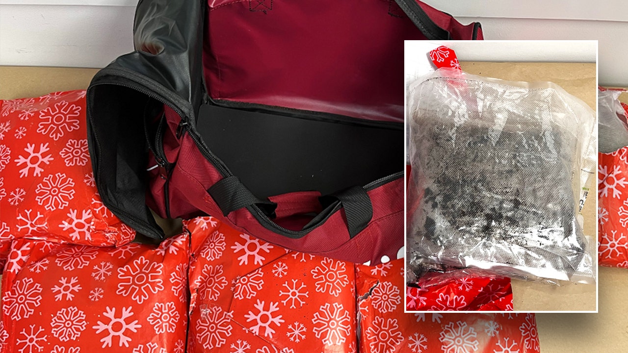 A woman was apprehended for trying to transport 22 pounds of meth concealed in Christmas presents inside her carry-on luggage.