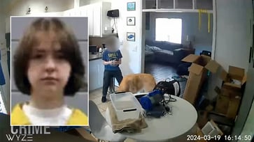 Video footage captures Mississippi teen suspect following alleged murder of mother.