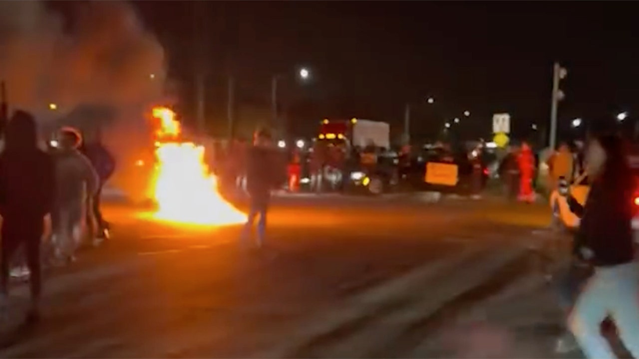 Dozens of suspects are being sought by the sheriff's office following a fiery chaos at a Florida intersection.