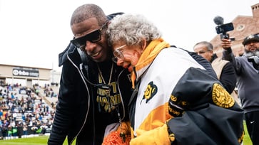 On her 100th birthday, Colorado superfan Miss Peggy honors her late twin sister by sharing a message after the Buffaloes win.