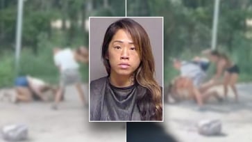 A Florida high school mom was arrested for allegedly participating in her daughter's bus stop fistfight, as seen in a video.