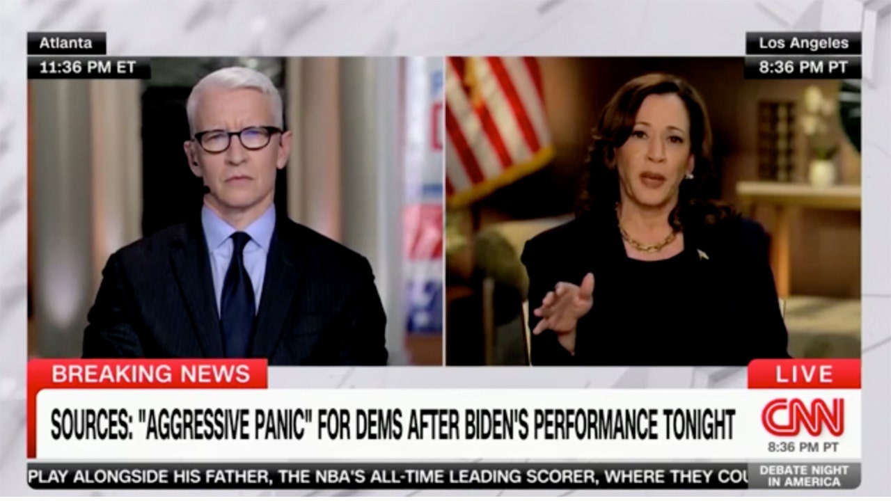 Kamala Harris confronts Anderson Cooper on CNN following Biden's contentious debate.