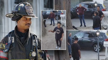 Brian J. White, an actor on the TV show 'Chicago Fire,' aids in the apprehension of an illegal immigrant using a blowtorch near a fire-prone area in Los Angeles.