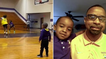 A 5-year-old assistant basketball coach gains popularity online for their energetic demeanor: "Bring your A-game every day!"