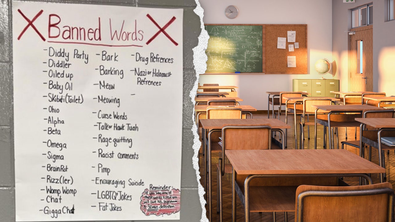 An Iowa teacher's banned words list, which included "Ohio," "rizz," and Holocaust references, was torched by a free speech organization.
