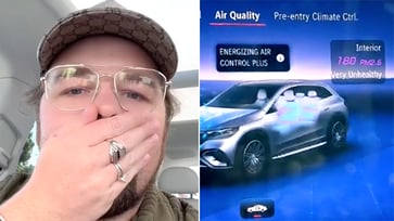 A Mercedes owner tests the vehicle's high-tech air filter using a vape.