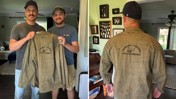 A Texas man discovered his grandfather's WWII military jacket, which had numerous shrapnel holes.