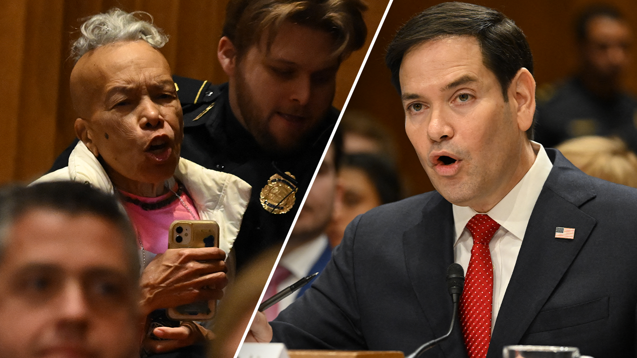 Rubio dismisses bilingual protesters during Senate hearing.